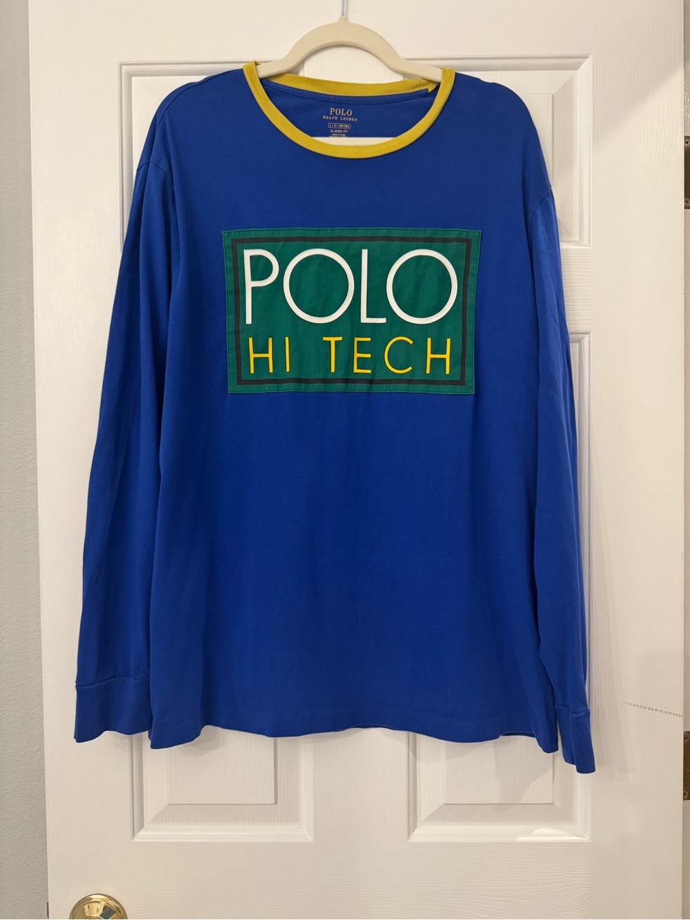 Polo by Ralph Lauren Blue Tee with Yellow Trim and Green Block